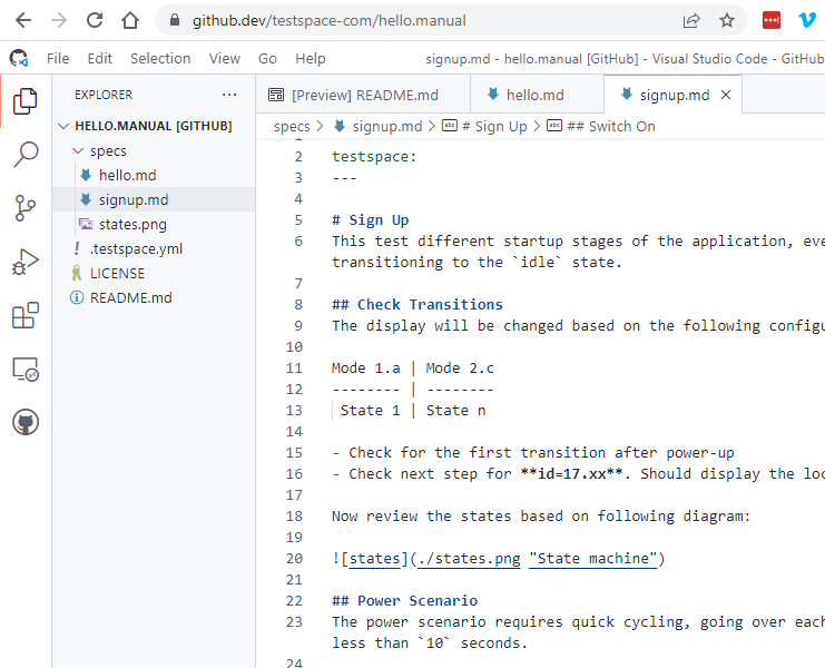 Test Implementation works great with GitHub's web-based editor 