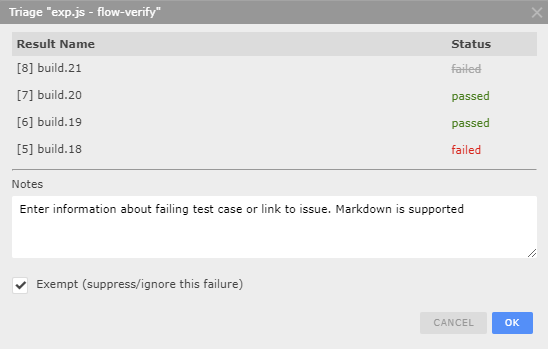 Managing failures from automated test