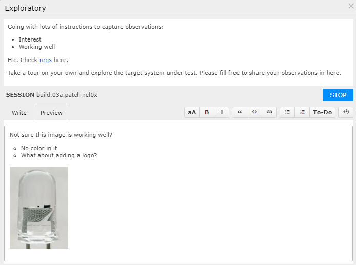 Exploratory Testing for capturing observations